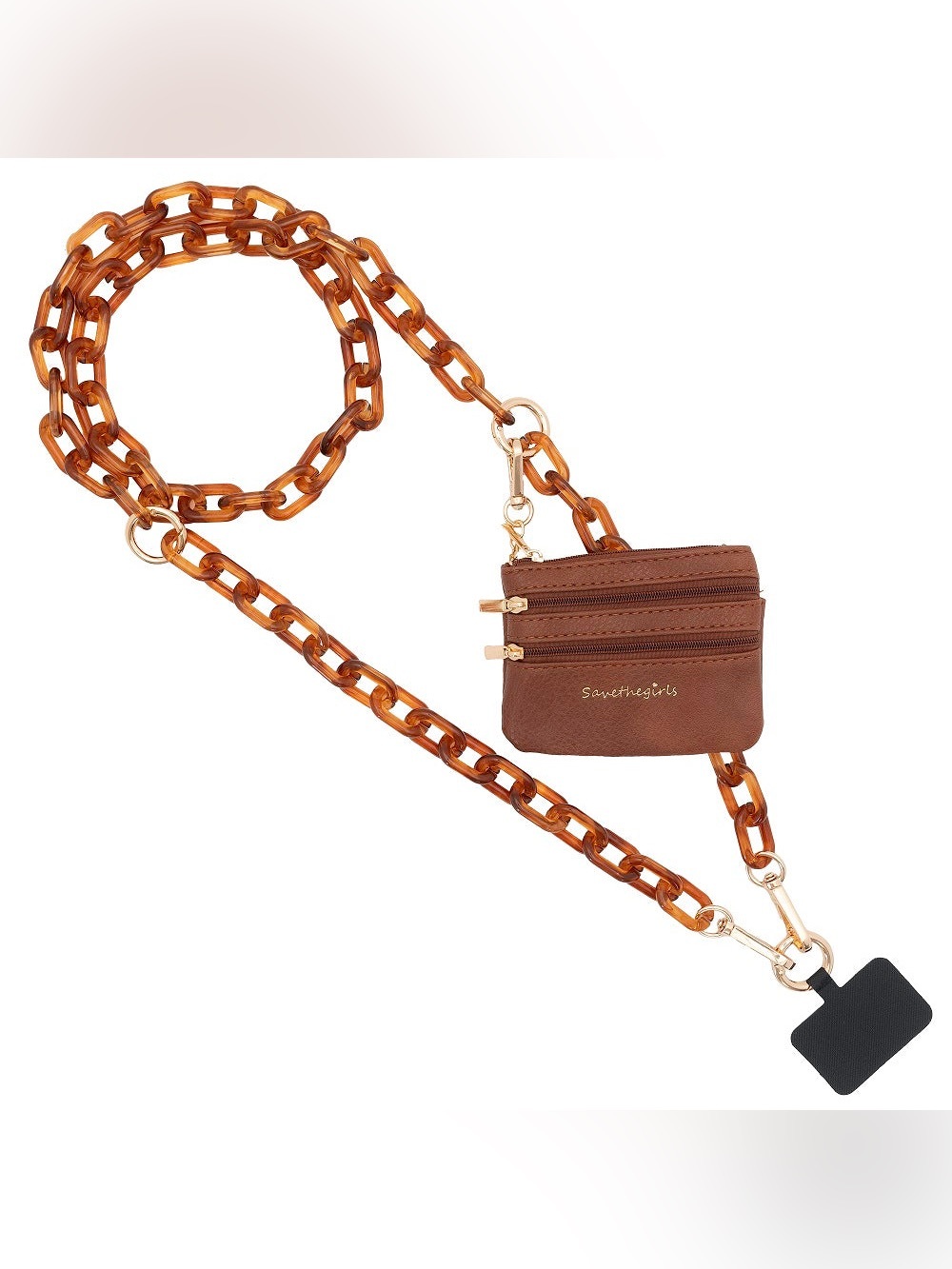 NWT Save The Girls Clip & Go Ice Chain with Pouch Color: Ice Tea